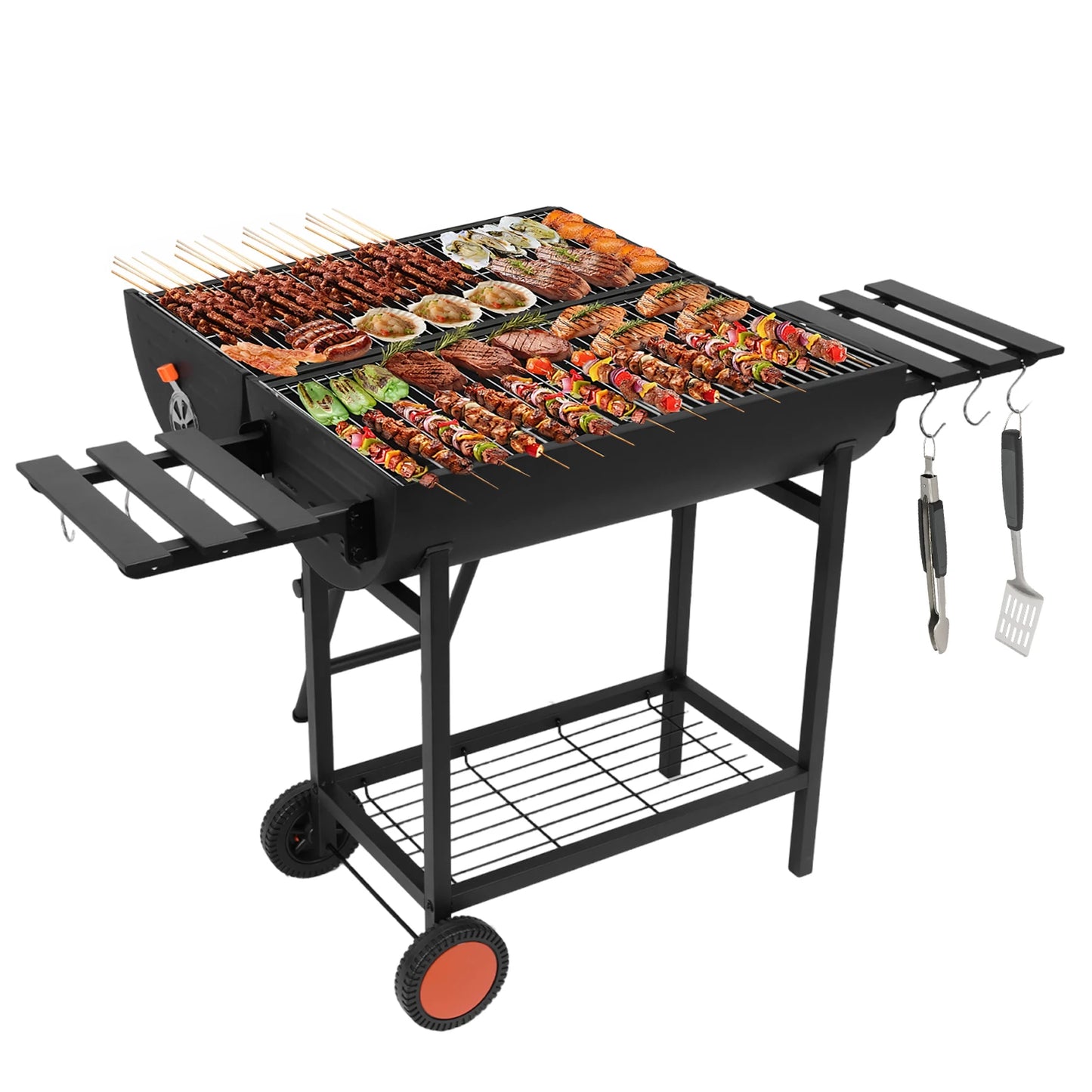 Portable Barrel Charcoal Grill For Camping And Backyard Outdoor Cooking