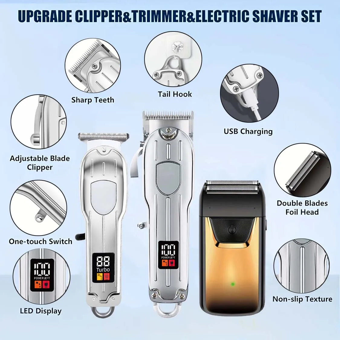 YUKU Hair Clipper Set for Men Cordless Beard Trimmer
