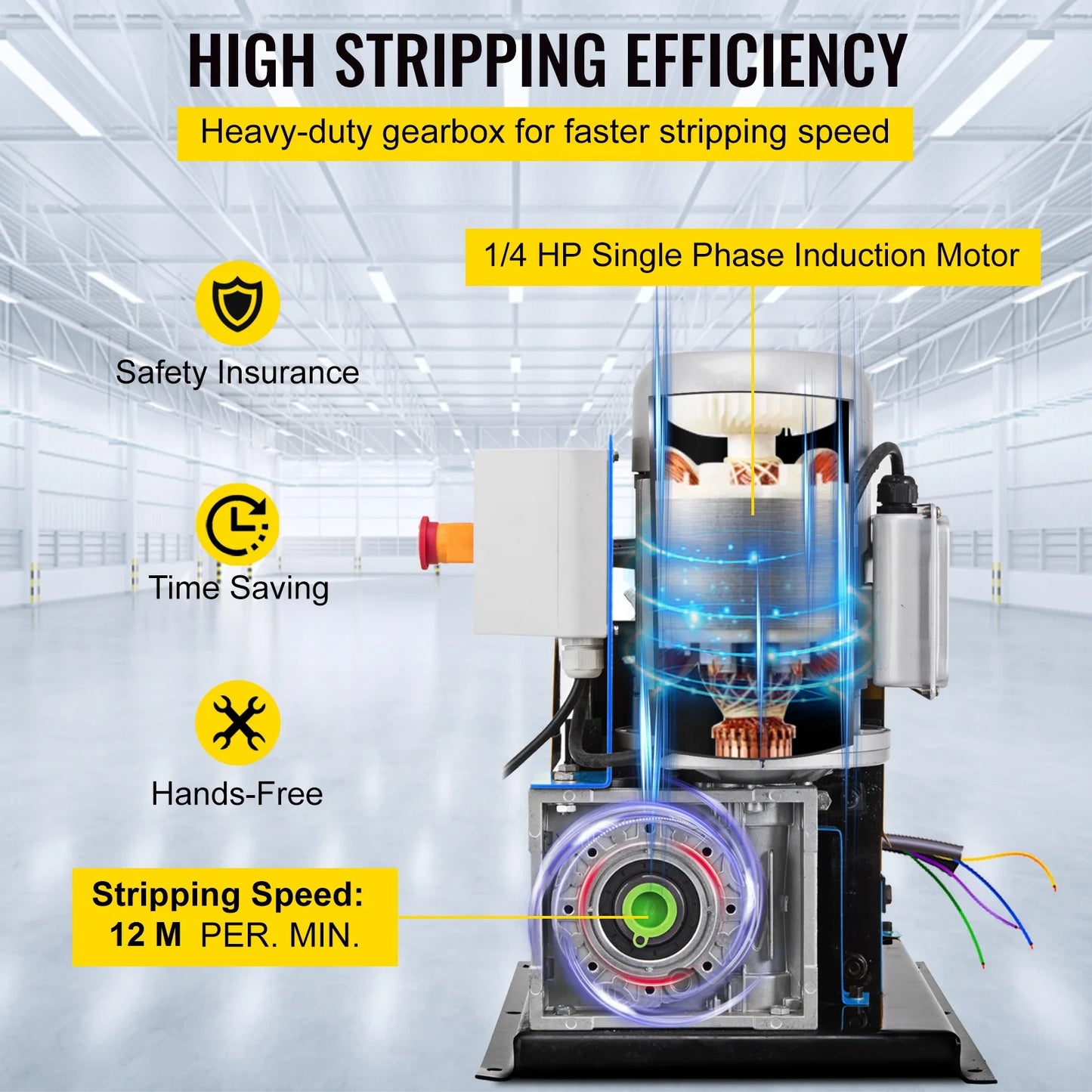 SucceBuy 370W Electric Wire Stripping Machine 11 Channels 10 Blades