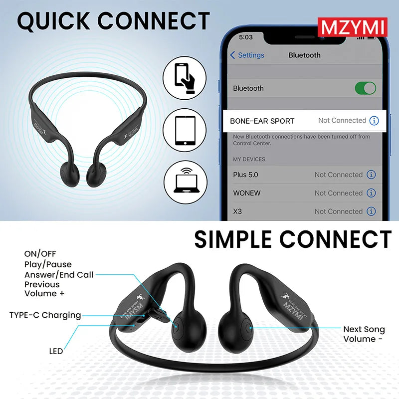 INMAS MZYMI A18 TWS Earphone Bone Conduction Waterproof Neckband